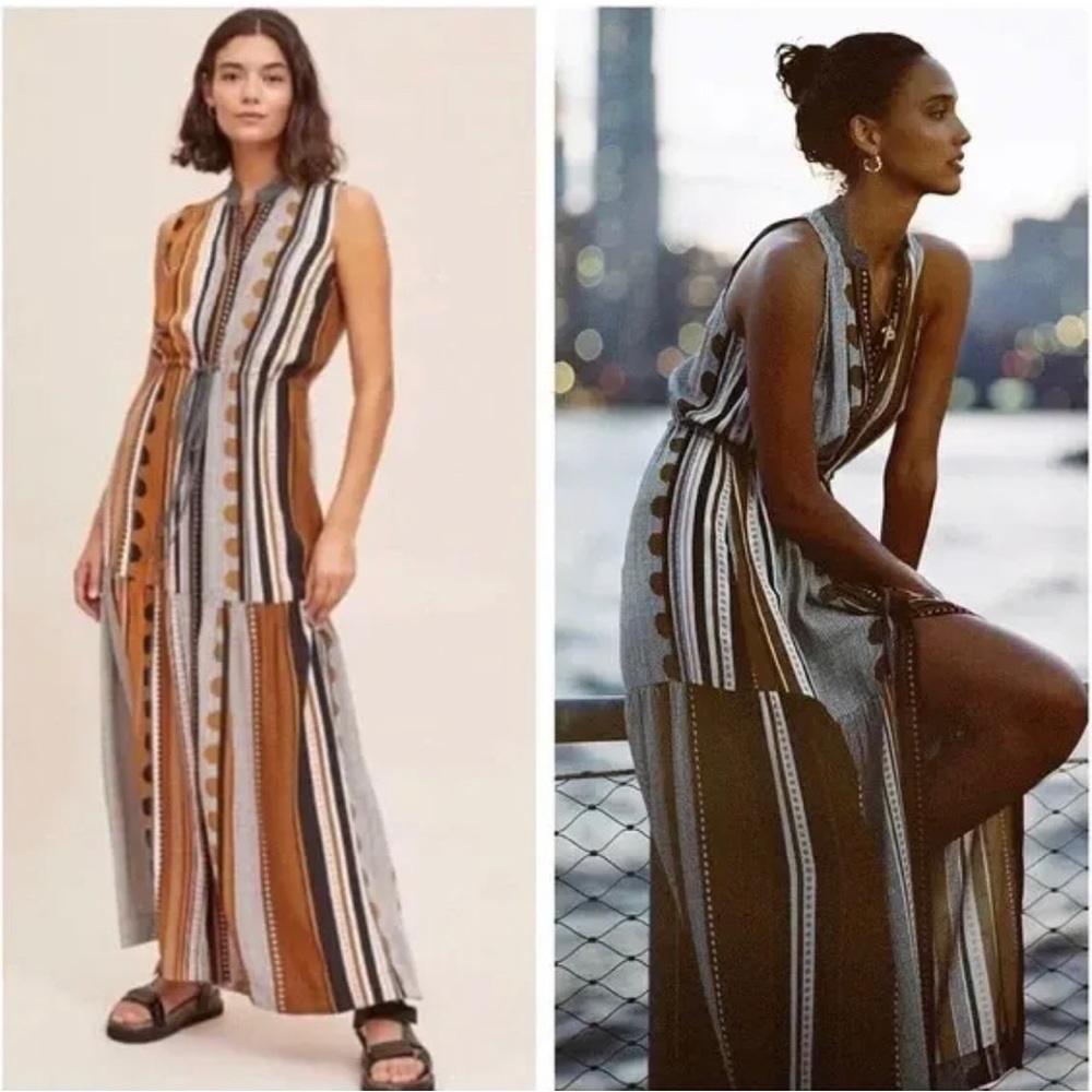Anthropologie New Maeve Alondra Maxi Dress Size 8 Boho